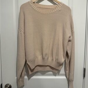 Women Cream Crew Neck Sweater set L
